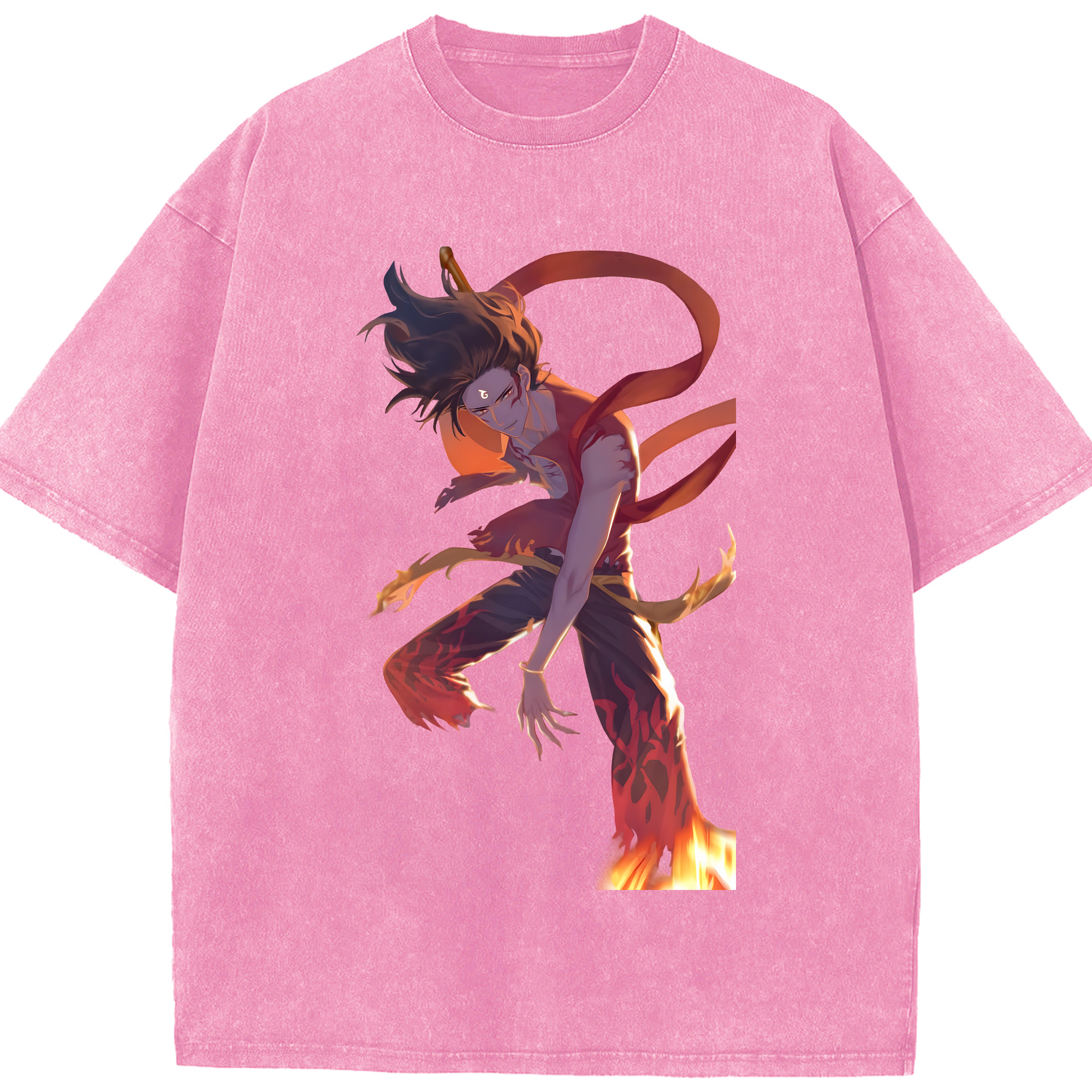 （画像用） Ne Zha 2 ナタ 魔童の大暴れ 綿100% ヴィンテージ風 半袖Tシャツ（フロントプリント）